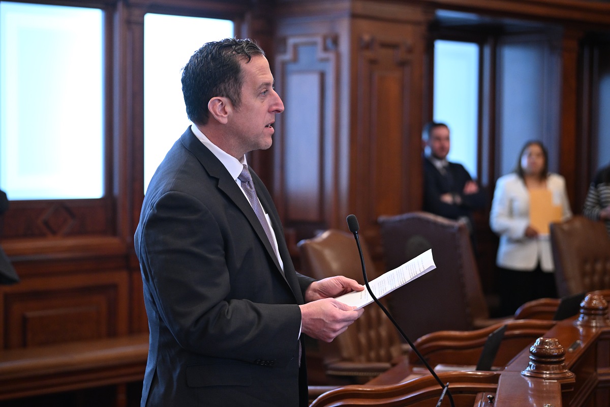 State Senator Michael E. Hastings speaks on the Senate floor